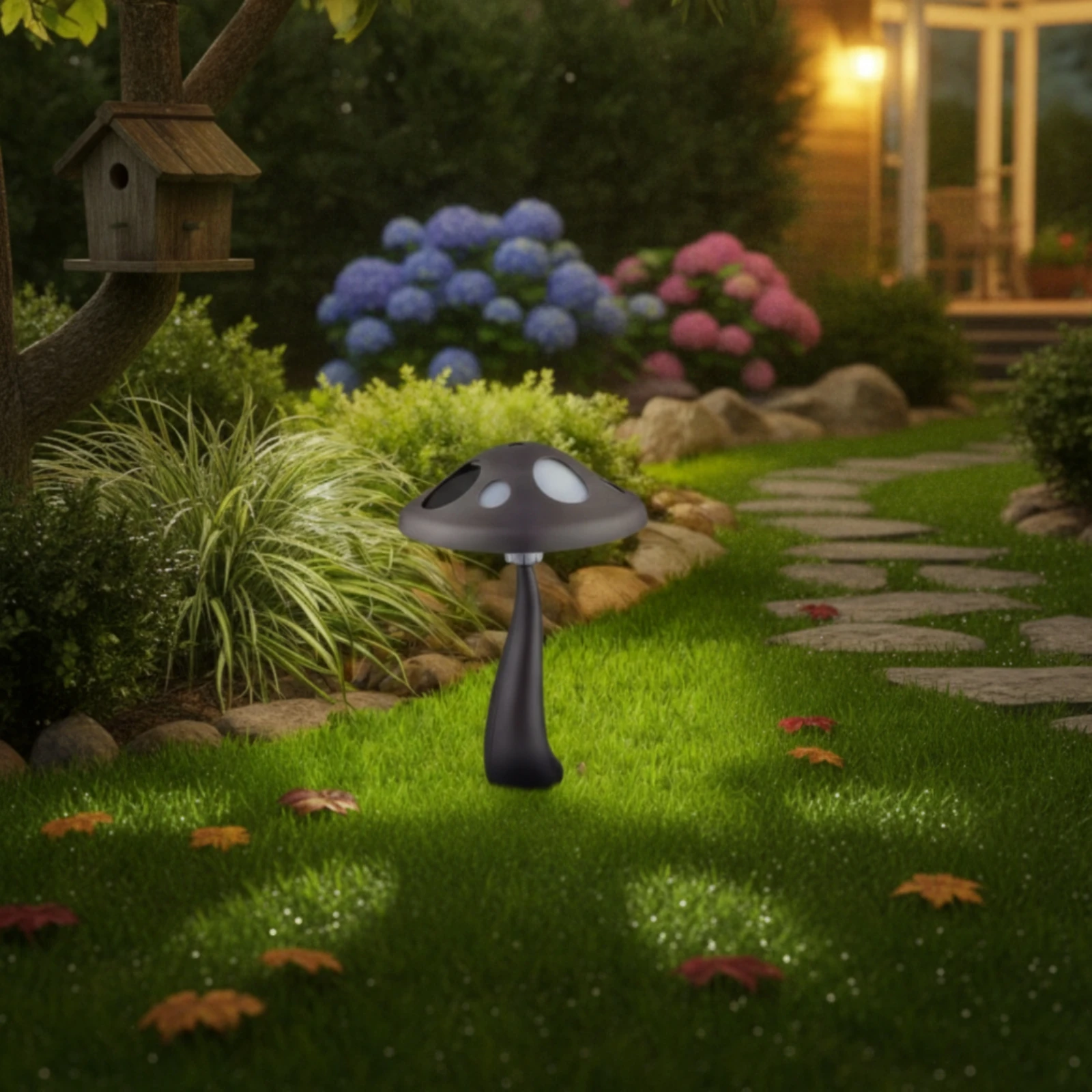 Toadstool Lamp with Ground Stake Decorative Toadstool Stake Light Solar Garden Lamp Automatic Figurine Lights Weatherproof