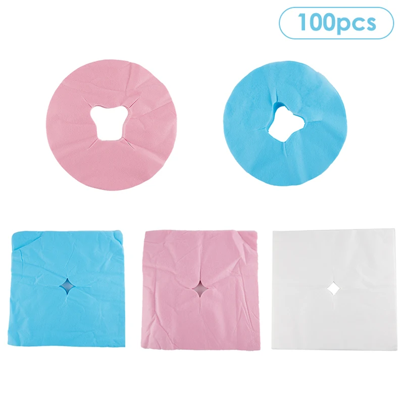 100Pcs Disposable Non-woven fabric Massage Table Sheets Headrest Pads Face Pillow Cover Cushion