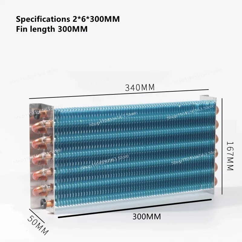 High Precision Copper Tube Aluminum Fin Evaporator Condenser Radiator Heat Exchanger for Refrigerator Freezer 2x6x300mm