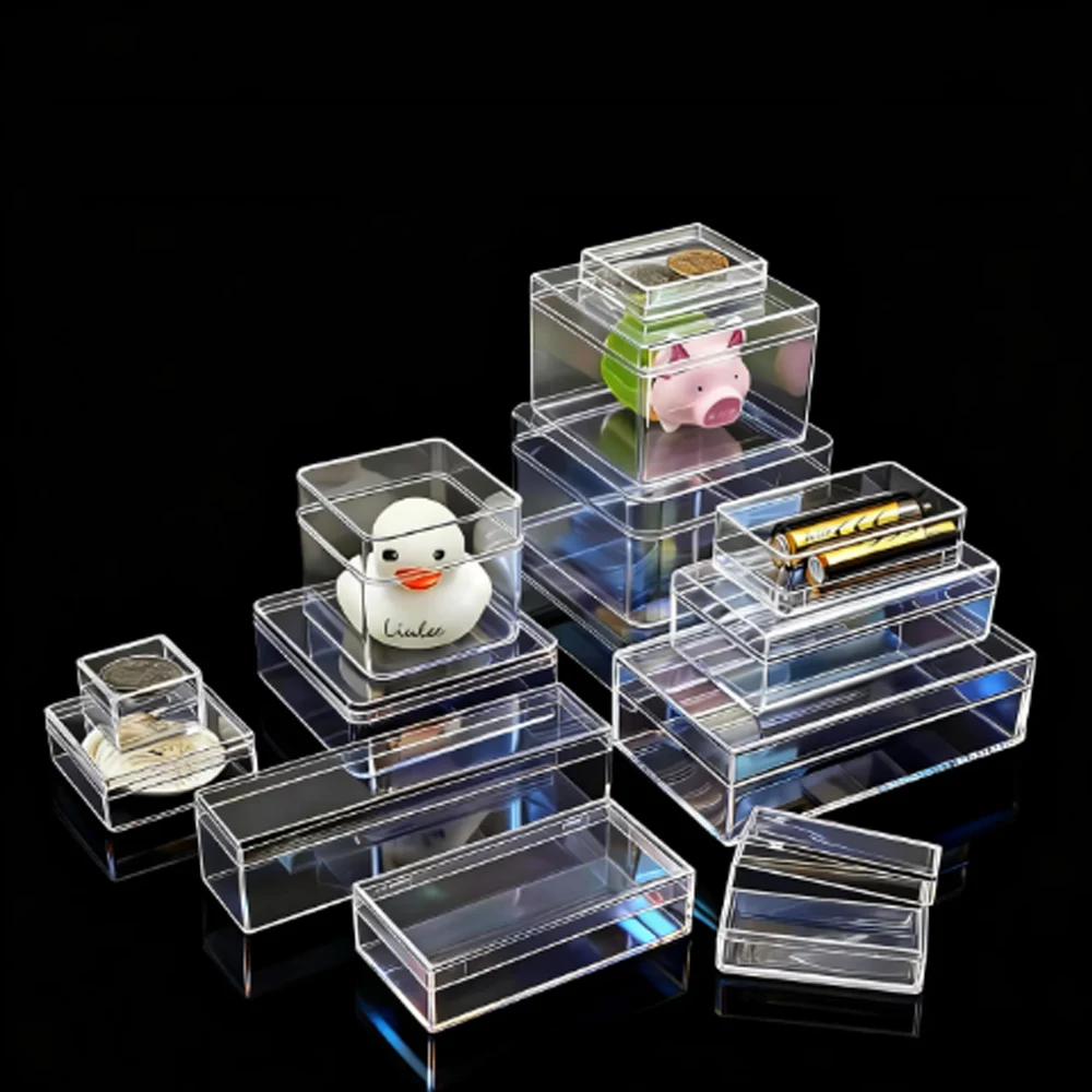 1Pcs Transparent Rectangular PC Plastic Box Thickened Lid Specimen Collection Display Sample Storage Container