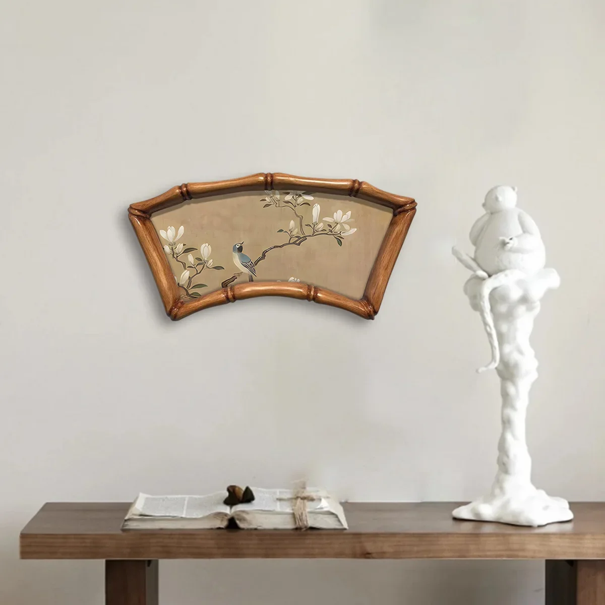 Nuevo Gabinete de porche de color café de bambú de estilo chino, mueble antiguo de un solo marco para sala de estar y dormitorio