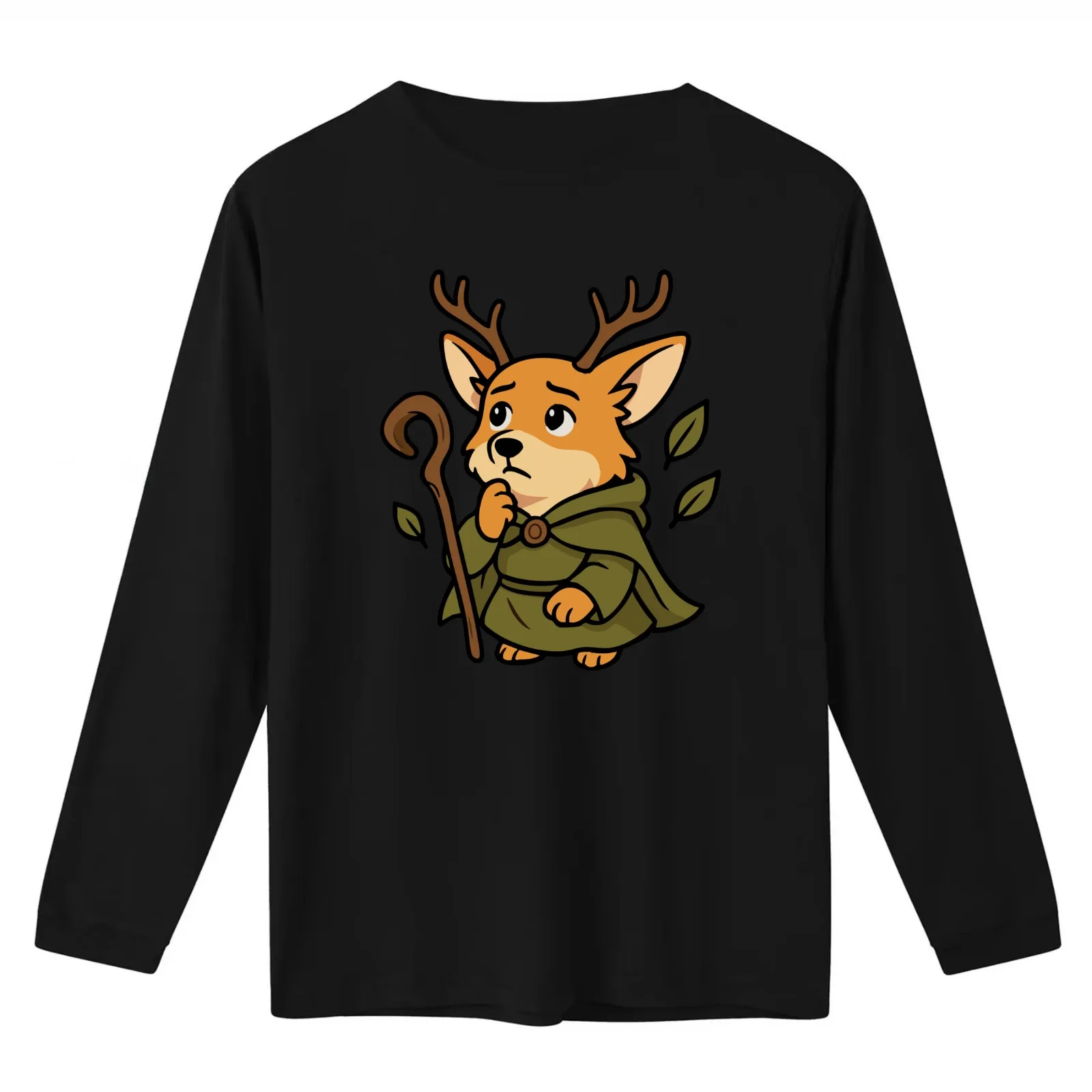 Druid Corgi – Circle of the Leaf T-Shirt Summer Casual Cotton Tee Oversized Streetwear Tops Vintage Graphic Print
