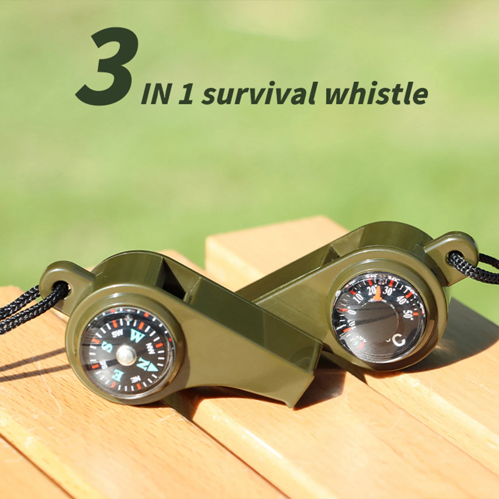 3 in 1 Emergency Safety Whistle Loud Sound Portable Survival Tool for Camping Hiking Biking Outdoor Adventure 1Pc