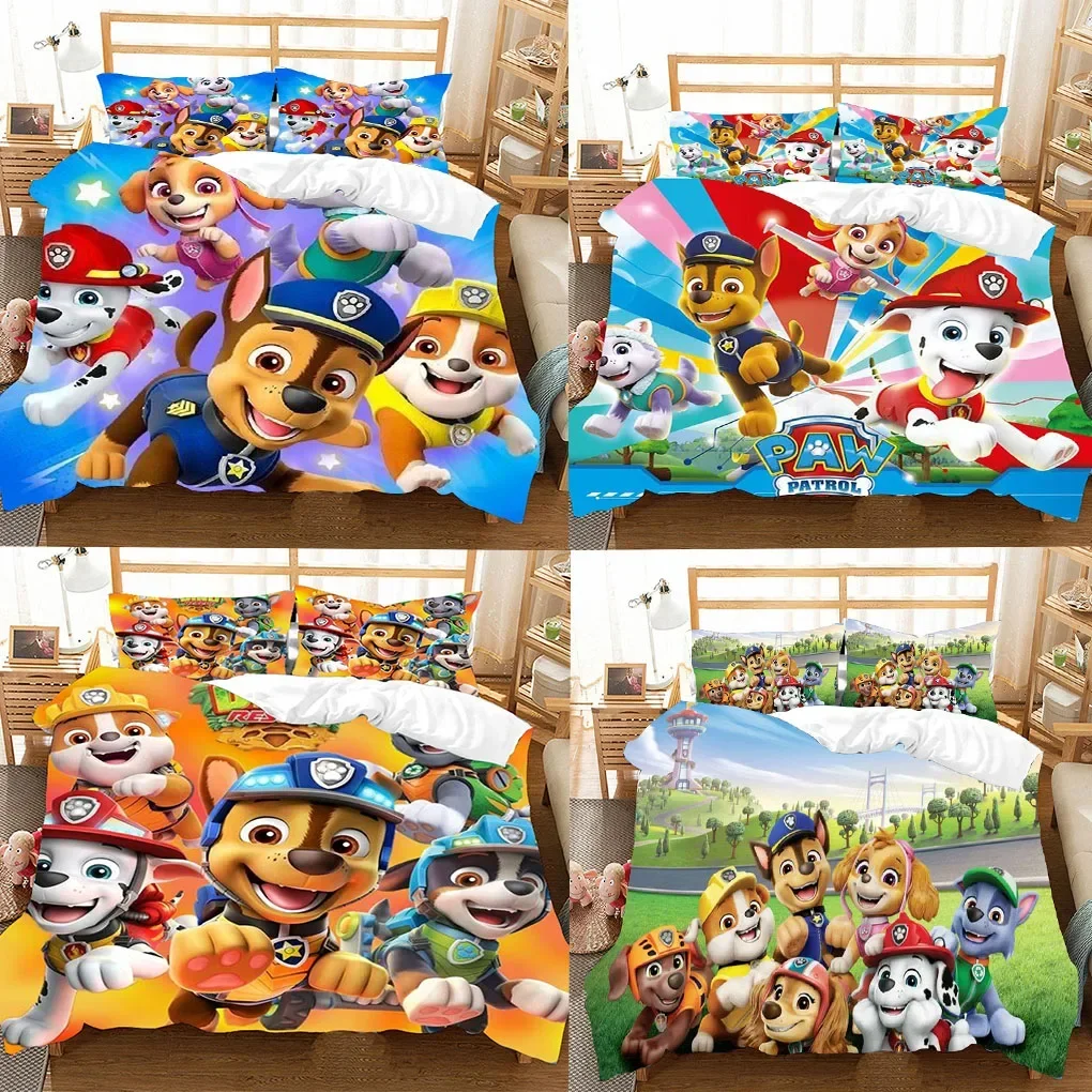 Hot Sale Paw Patrol Bedding Sheets Soft Duvet Cover Pillowcase Single Twin Full Size Kids Baby Cartoon 3d Bedroom Decor Gifts