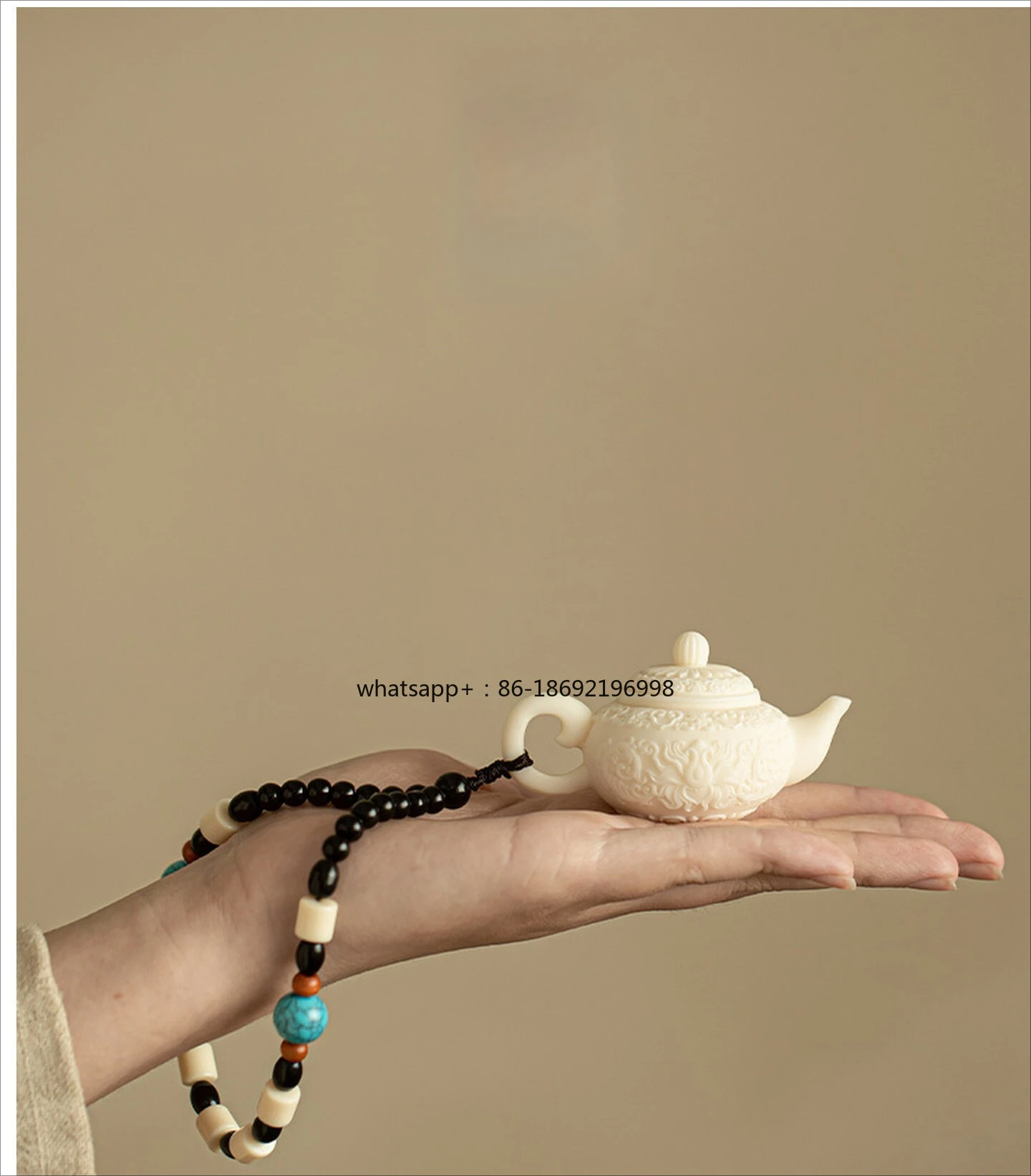 Light Luxury Suet Jade Ivory Fruit Bracelet Pot Ceramic Play Ruyi Pot Bracelet Handle Paste Transfer Pot Tea Ceremony