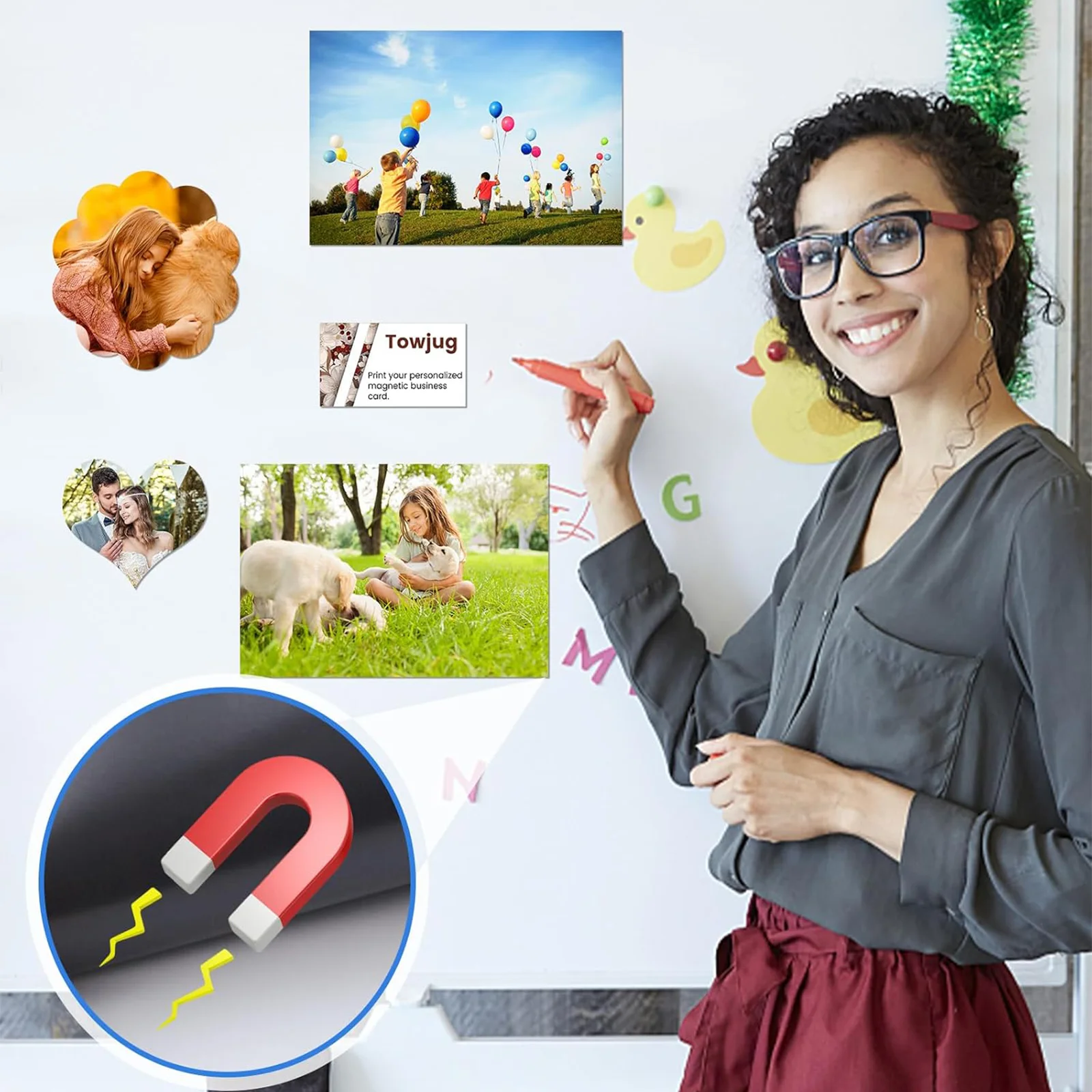 5 Sheets A4 Glossy Printable Magnetic Sheets 8.3x11.7 Inch Non-Adhesive for Inkjet Printing Photo Paper for Home Office Supplies