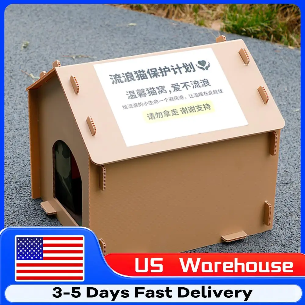 

Stray Cats House Weatherproof Outside Cat House Warm Cat Shelter Collapsible Insulated Pet House for Indoor Outdoor Use