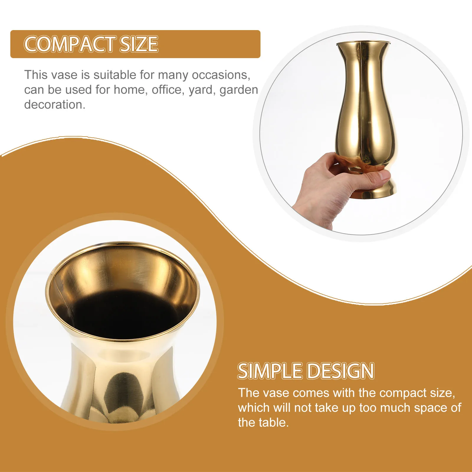

Metal Stainless Steel Dried Flower Modern Decorative Metal Vase Home Office Yard Garden Flower Arrangement Holder Compact
