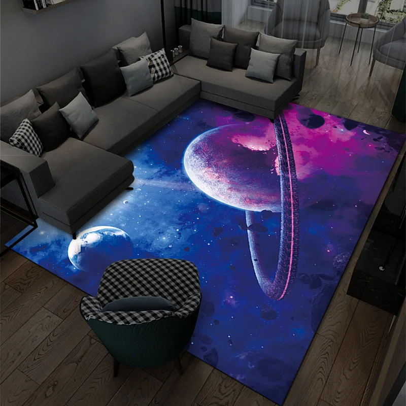3D Solar System Children's Room Carpet Space Planet Carpet Children's Bedroom Anti-slip Mat Home Decoration Play Crawling Mat