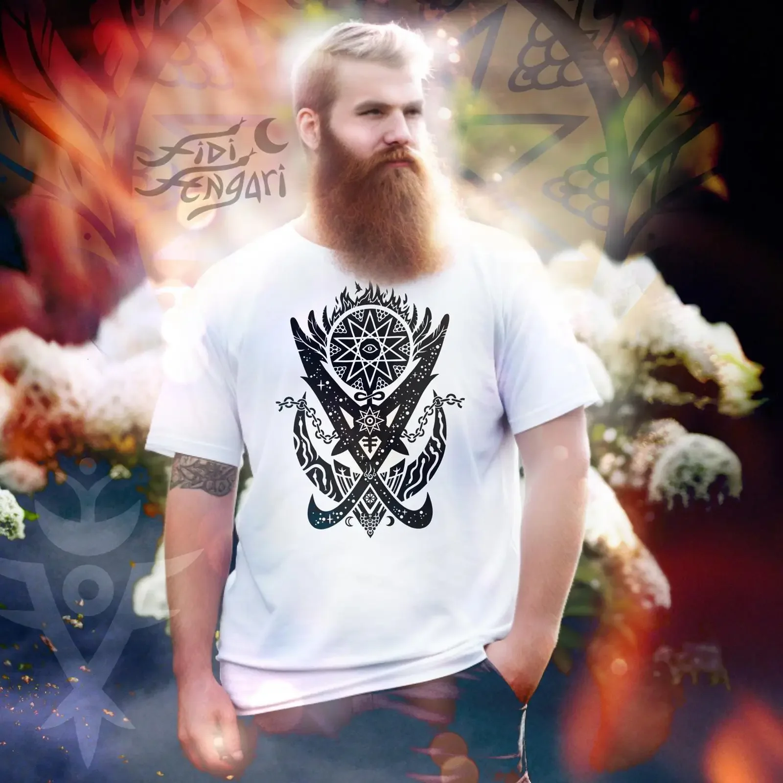 Lucifer Sigil T Shirt Light Bearer Occult God Design vintage Washed graphic Comfortable Stretched Soft designer clothes homme