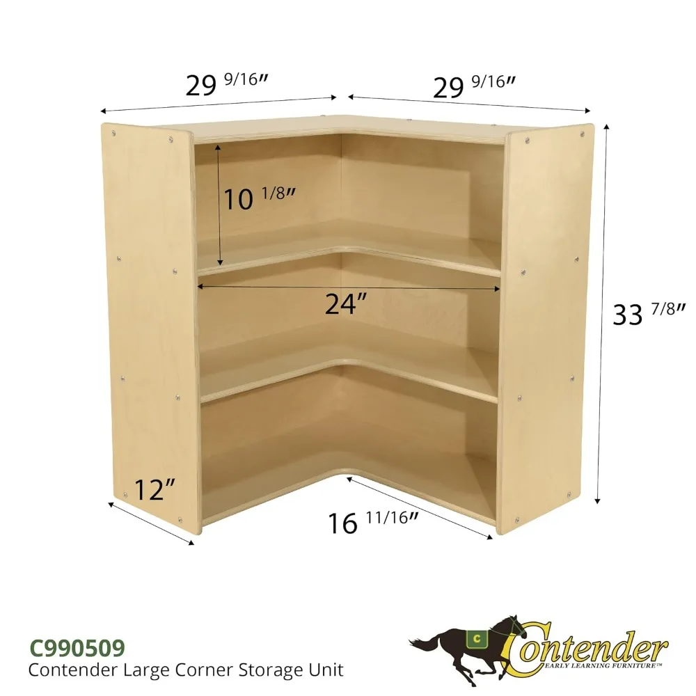 Rak Penyimpanan Anak dengan Kabinet Sudut Melengkung, Rak Pengatur Mainan untuk Kamar Balita, Perabotan Tempat Penitipan Anak