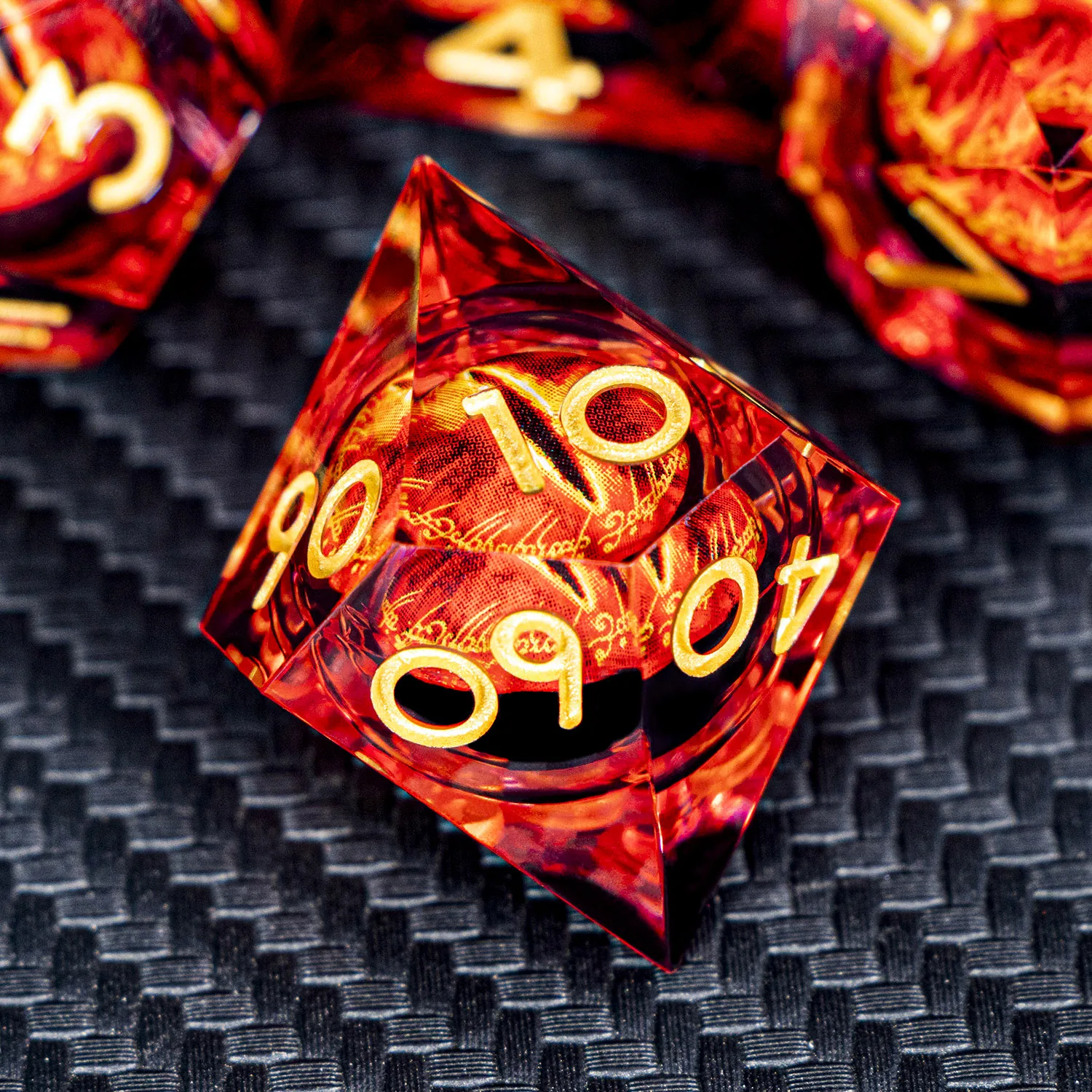 Lliquid تدفق الأساسية عين Sauron D20 Dnd الراتنج مجموعة نرد D و D الزنزانة والتنين لعب الأدوار لعبة 7 قطعة D & D حافة حادة النرد الأحمر