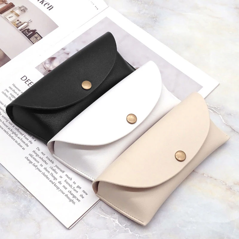 Hot Sale Leather Eyewear Box Durable Leather Glasses Case Solid Color Pouch Bag Easy To Carry Simplicity All-match Storage Cases