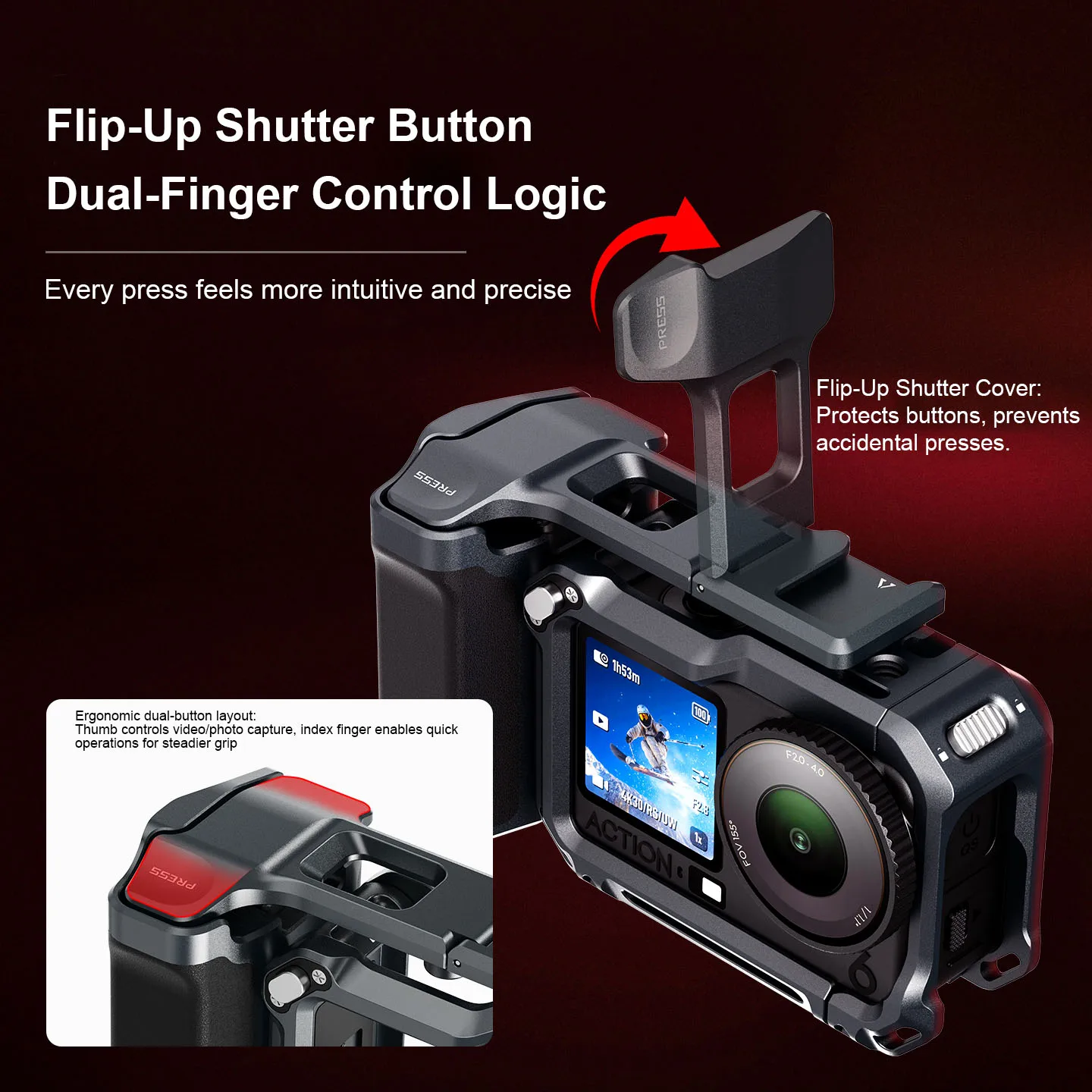 

Street Grip Vlog Holder Combo Camera Anti-Shake Grip Holder For DJI Osmo Action6 Camera Rabbit Cage Camera Accessories