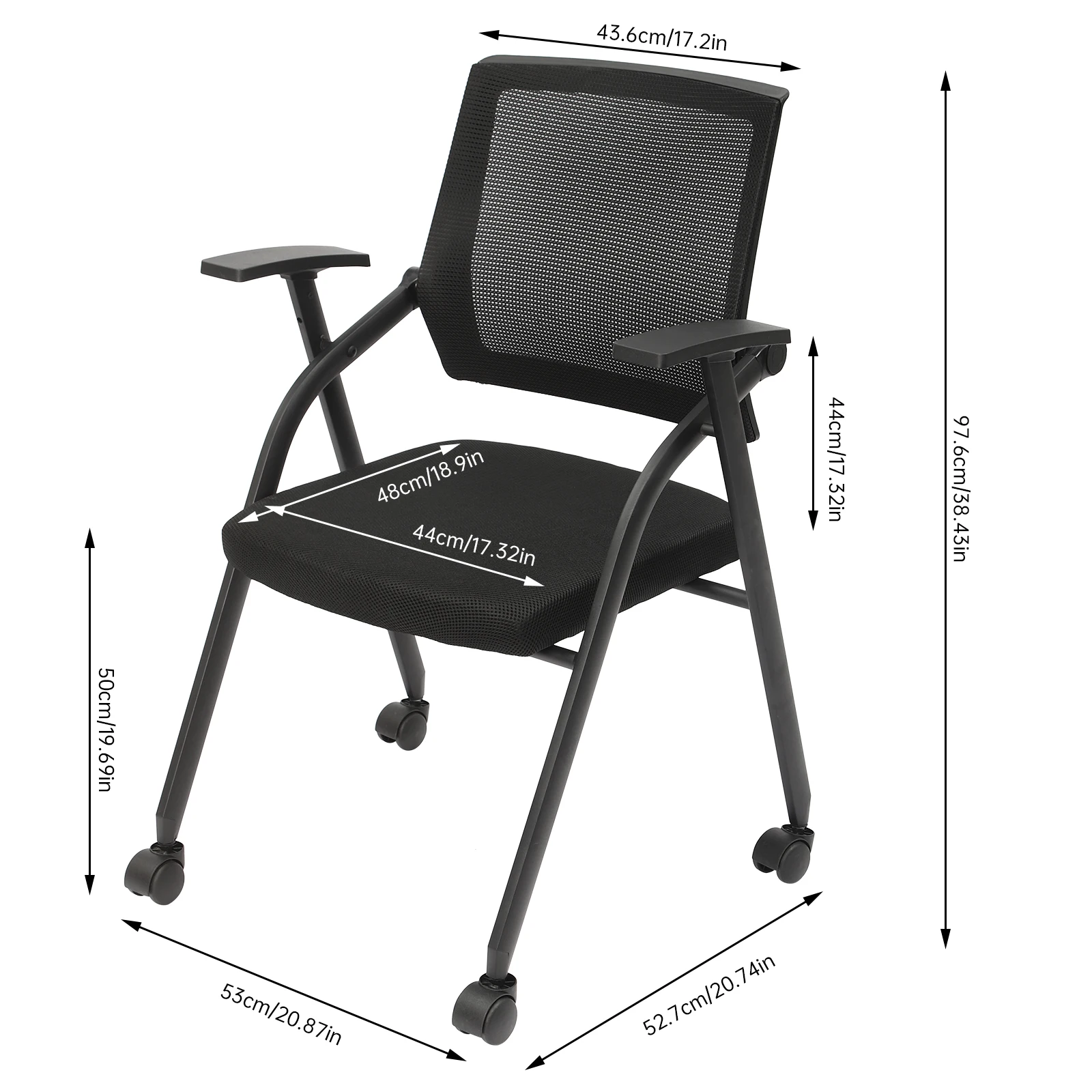 2 Pack Conference Room Chairs, Stackable & Ergonomic Foldable Chair with Armrest - Mesh Bouncing Back for Office Meetings