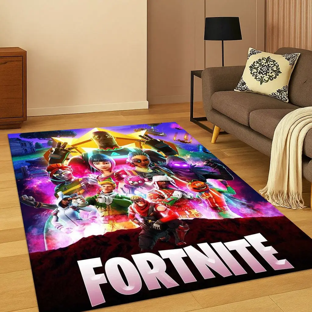 3D F-Fortnite Game Cartoon Carpet Rug for Bedroom Living Room Sofa Doormat Home Decor,Kids Play Area Rug Non-slip Christmas Gift