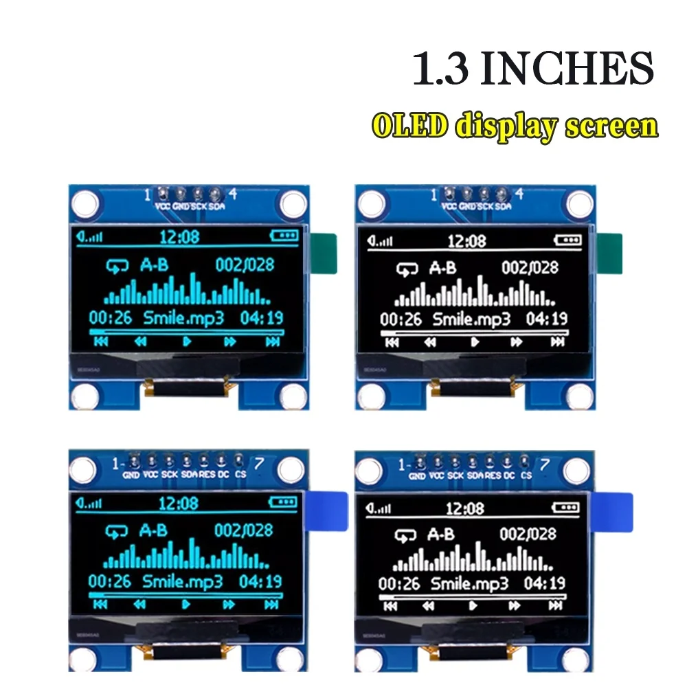 1.3 "OLED وحدة 1.3 بوصة LCD LED 12864 شاشة عرض أبيض/أزرق 128X64 SPI/IIC I2C SH1106 4Pin 7Pin 128*64 لوحة عارية #1