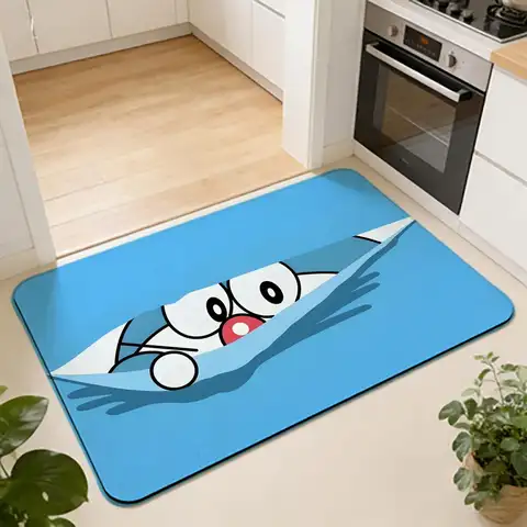 Tapete de Chão ANIME D-Doraemon, Tapete Absorvente Antiderrapante para Entradas, Banheiros e Lavabos