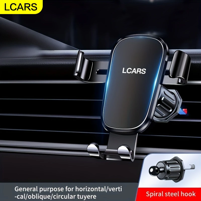 Lcars Car Phone Holder, Car Air Vent Clip Spiral Hook, Aluminum Alloy Panel Anti-Shake, Multifunctional Universal In-Car Navigation Phone Stand