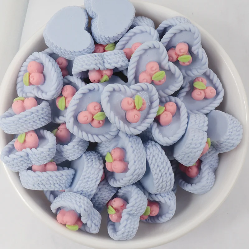 10pcs Fruit Basket Resin Accessories Diy Keychain Bracelet Refrigerator Sticker Handmade Materials Home Decor