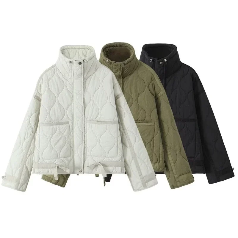 

2025 New Women Cotton-padded Jacket Thickened Standing Collar Loose Warm Winter Coat Female Outwear Jacket Fashion Tops Coat