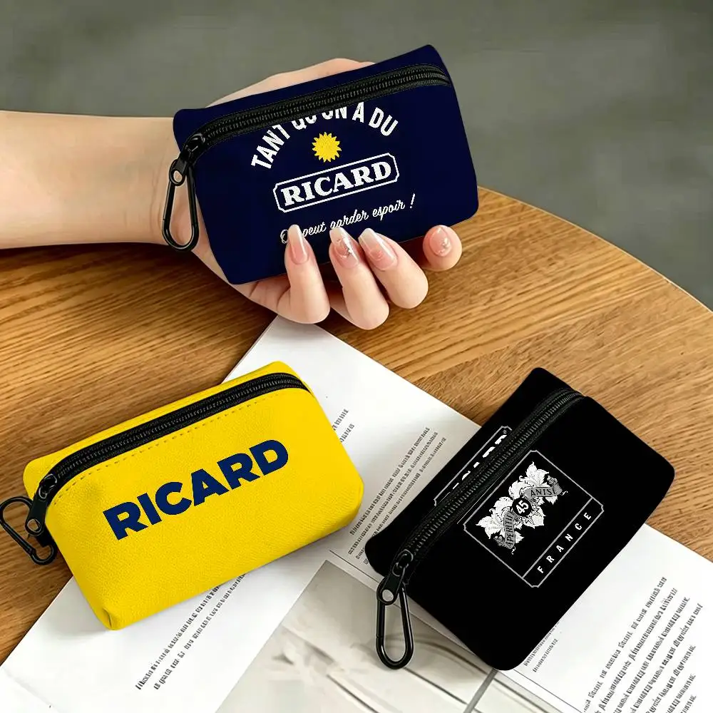 R-Ricard-S LOGO Mini-Geldbörse aus Oxford-Stoff mit Karabinerhaken, tragbare Schlüsselkartenbörse, kleine Aufbewahrungstasche mit Reißverschluss