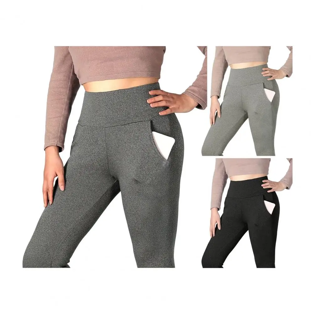 

Casual Warm Winter Leggings Women High Waist Solid Color Versatile Gray Leggings Plus Velvet Thicken Jogger Sports Leggings