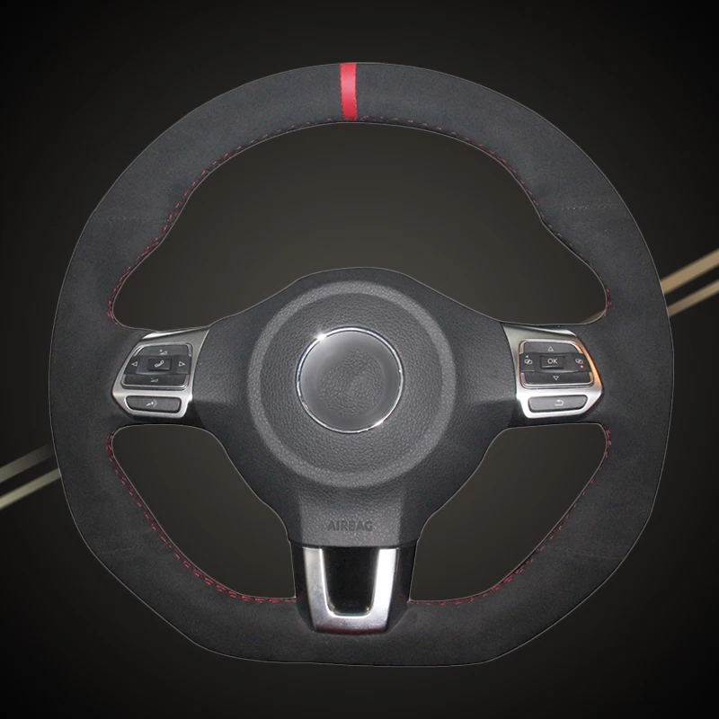 

Custom Suede Leather Car Braid Steering Wheel Cover for Volkswagen Golf 6 GTI MK6 VW Polo GTI Scirocco R Passat CC R-Line 2010