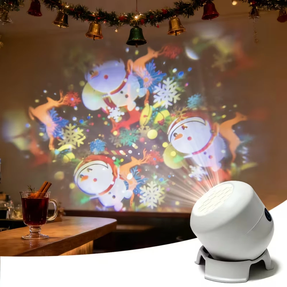 LED Projector Night Light Christmas Snowflake Projector Lights USB Rechargeable Santa Ocean Portable Party Lighting Xmas Decor
