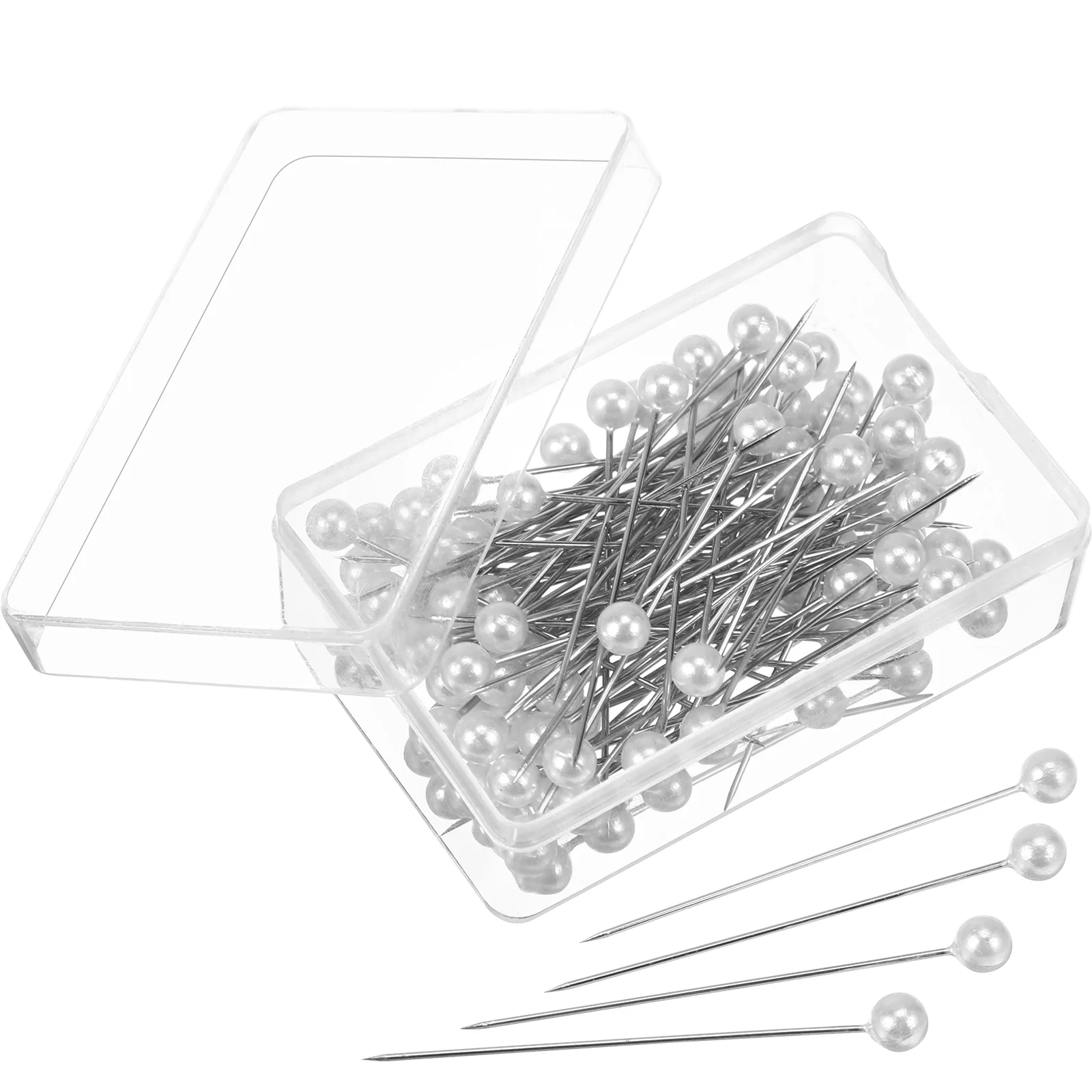 100 Pcs Pearlized Head Pins Sewing Craft Marking Decorative Durable High Temperature Resistant Color Fast For Bulky Fabric Pearl