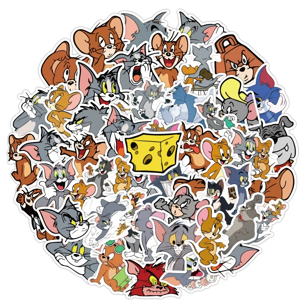 50 ชิ้นอะนิเมะการ์ตูนแมวและหนูดูเดิลเด็กสติกเกอร์กันน้ำ