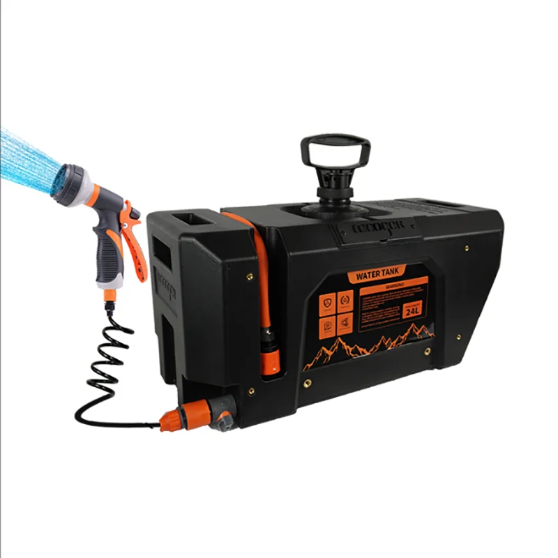 24-Liter outdoor camping water tank with pressure shower head, convenient outdoor water storage tank 6.34 water tank