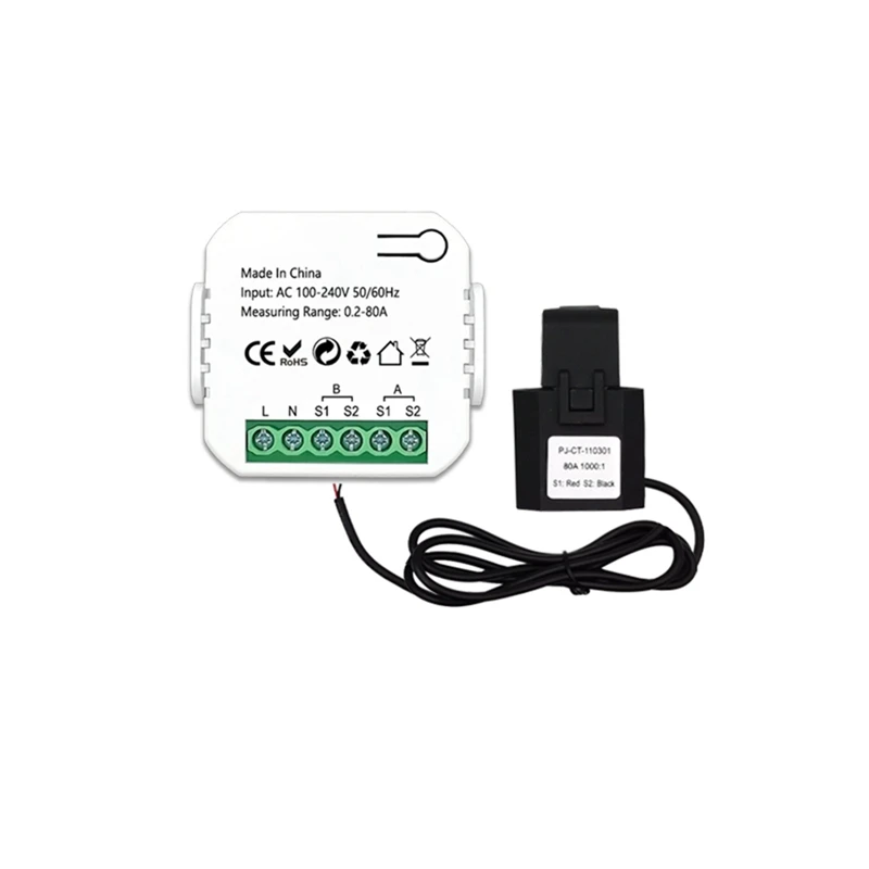 

Умный двухпозиционный измеритель энергии ZigBee Tuya, двунаправленный, с датчиком тока, с зажимом, мощность приложения для контроля, 100-240 В переменного тока, Типоразмер 1