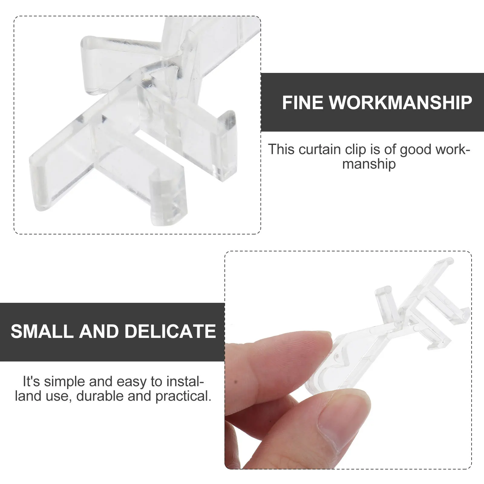 

20Pcs Clear Plastic Valance Clips Curtain Clamps for Window Blind Installation Invisible Valance Clips
