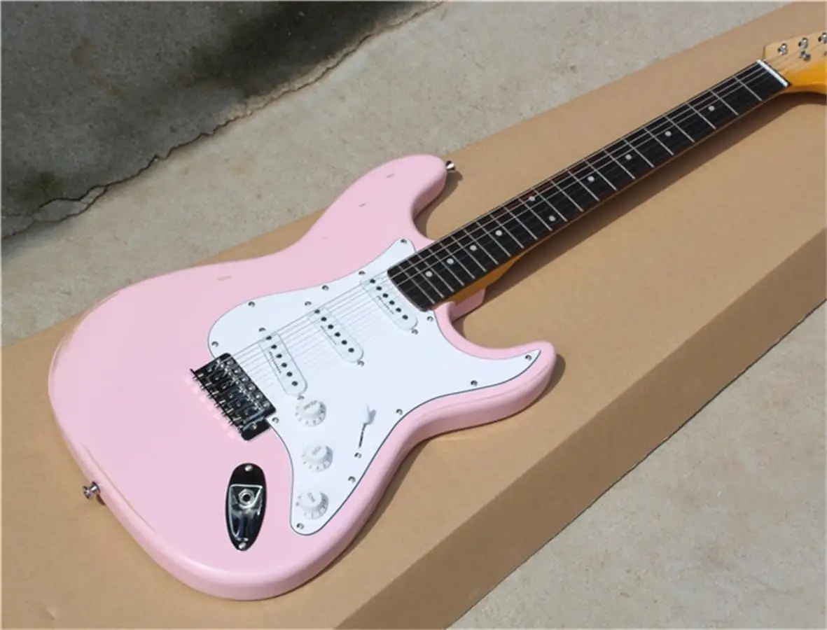 

Factory makes classic 6-string electric guitars, retro pink body, free shipping