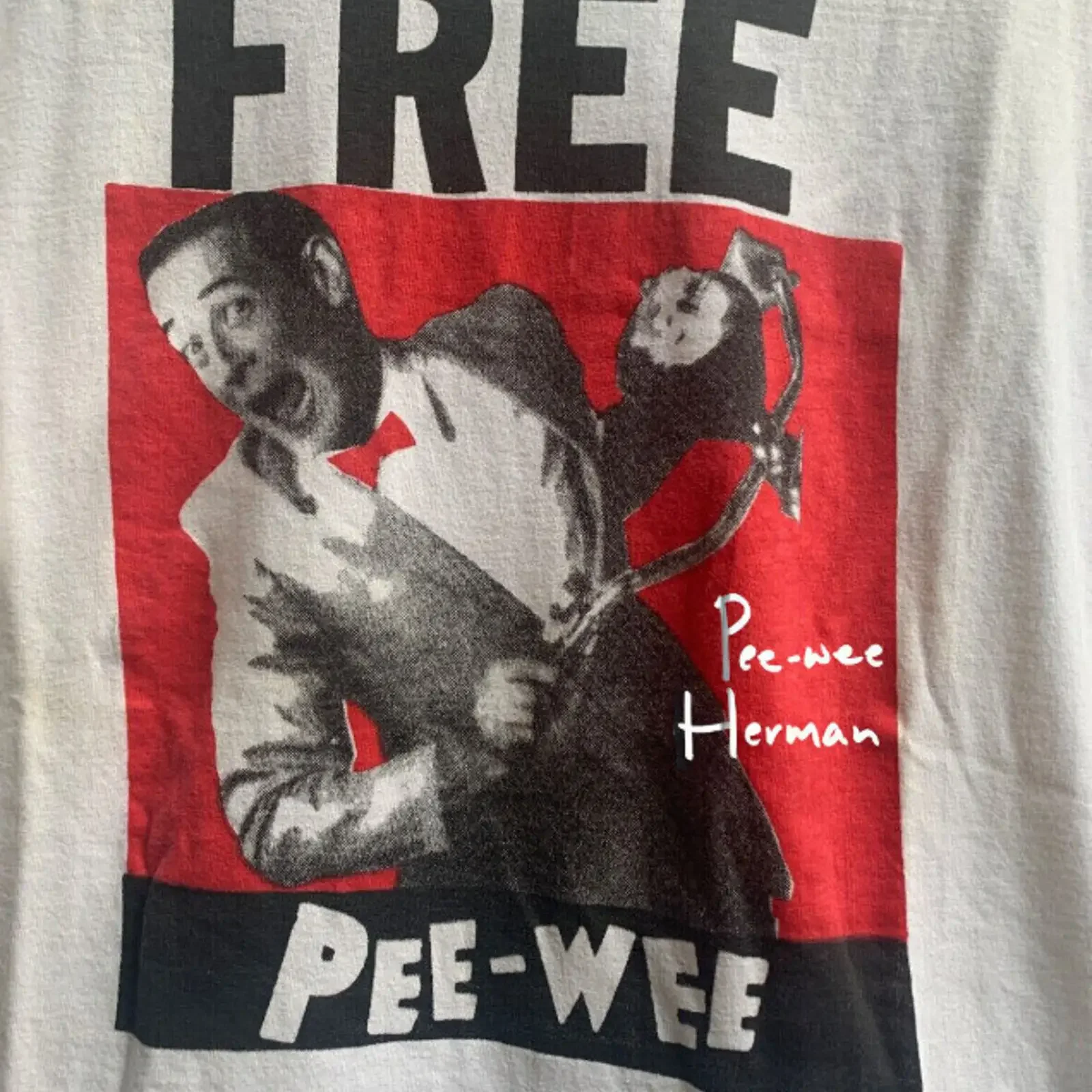 FREE PEE WEE HERMAN Cotton White All Size T Shirt ZA025 vintage Washed Soft Slightly designer clothes graphic Comfortable