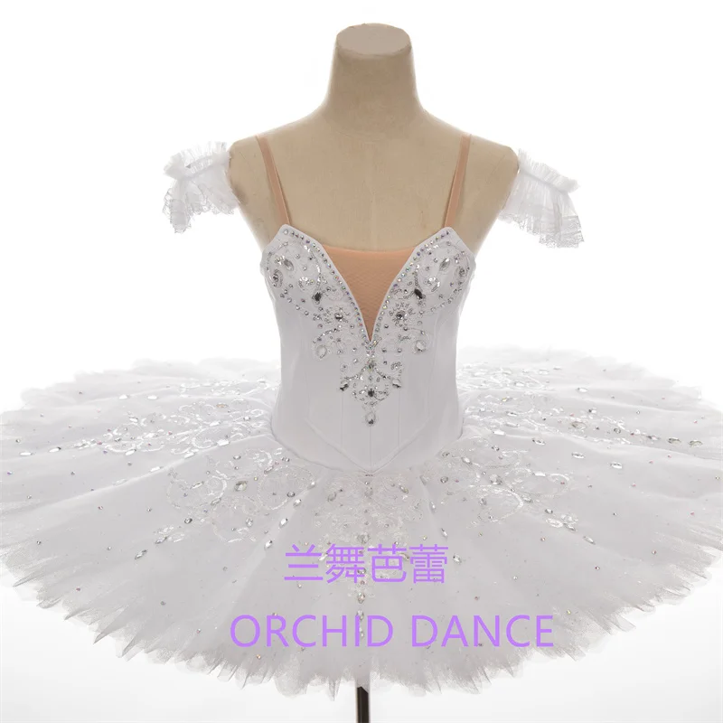 Rhinestone Embellish High Quality Professional Custom Size Adult Girls White Bird Ballet Tutu Costumes