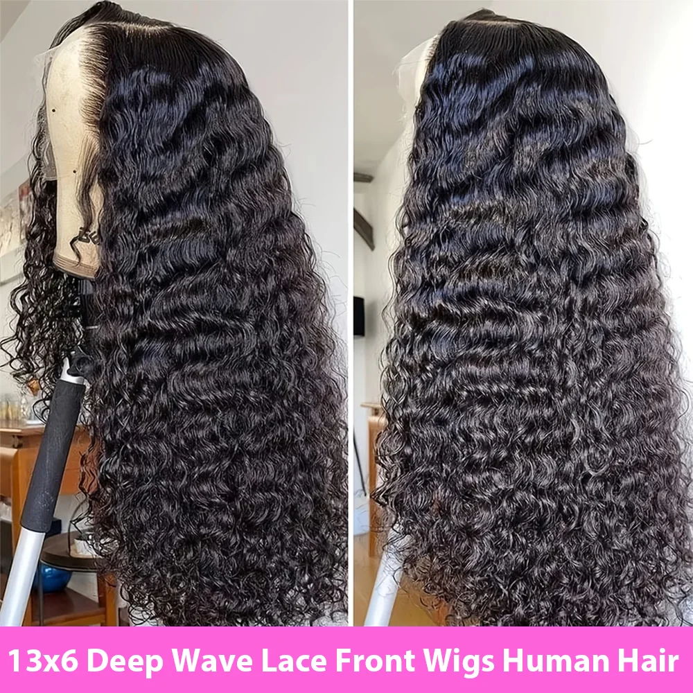 250 Density Deep Wave Wigs 13x6 HD Lace Front Human Hair Wig Brazilian 13x4 HD Lace Frontal Wig Water Wave Human Hair Wigs 5x5 Ready to Go HD Lace Glueless Wigss for Black Women view 5