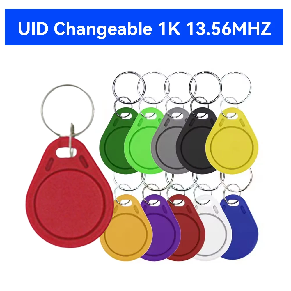 

5PCS UID Token Copy Keykobs RFID 13.56MHZ Changeable Attendance Management Clone Keychain MIF 1K S50 Tag Badge