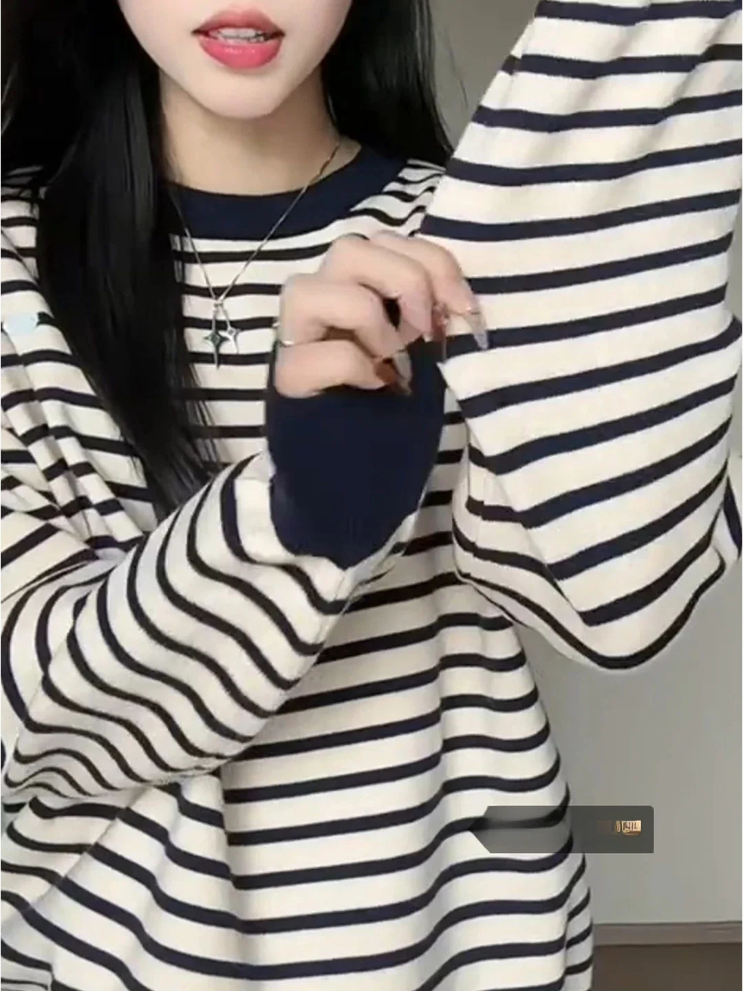 

Американский свитшот оверсайз в полоску с круглым вырезом для женщин, зимний, новый, свободный, уникальный, очень красивый топ