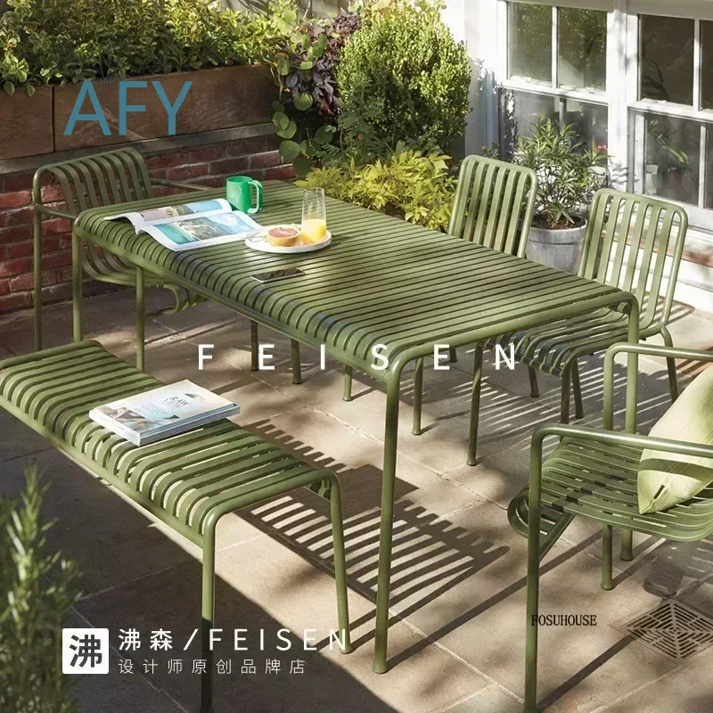 Wrought Iron Dining Chair for Outdoor Patio Courtyard Restaurant Coffee Shop Apartment Modern Simple Backrest Casual Chair