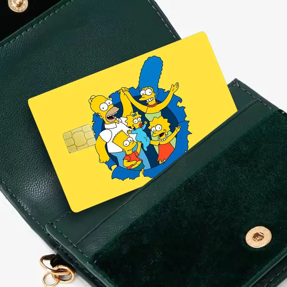 Cartoon S-Simpson-N 4pcs 1Set Laser Holographic Sticker Skin Cover for Credit Bank Debit Card