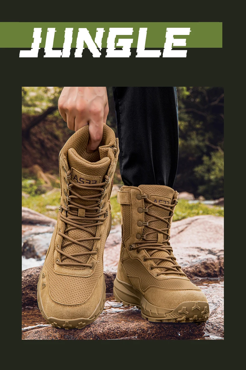 Neue taktische Stiefel für Herren, atmungsaktiv, wasserdicht, ultraleicht, für den Außenbereich, für Herren, Armee-Stiefel, schnelle Reaktion, Schnürung, Sicherheitsarbeit – Detail 24