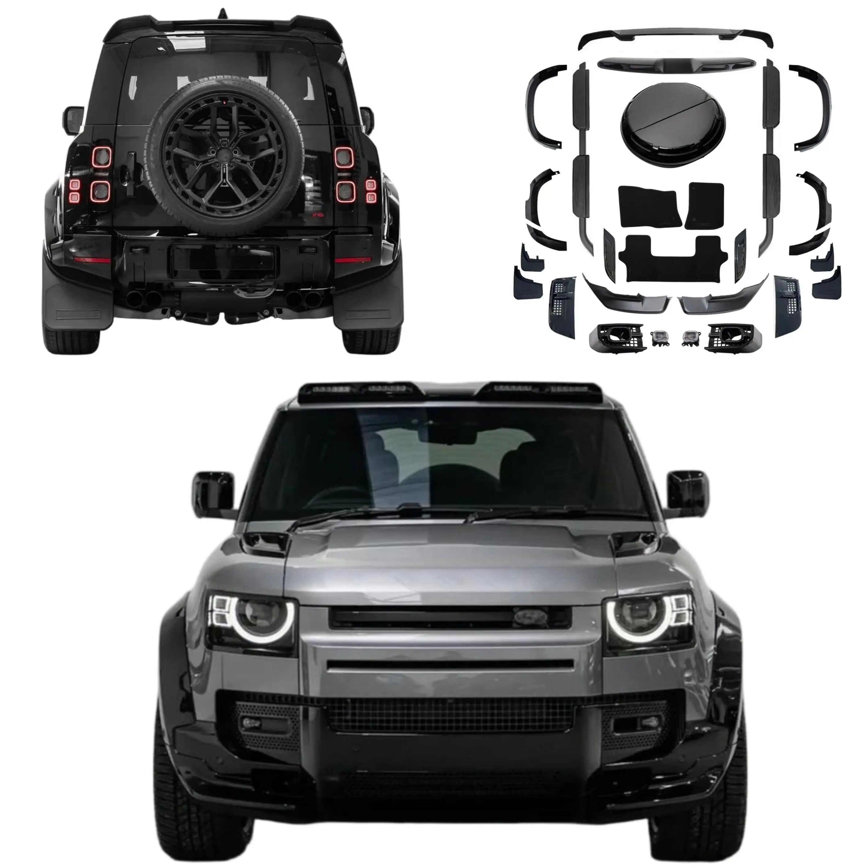 Bodykit for Land Rover Defender 2020+ Upgrade to 2025 Urban Style Kit with Roof Light Side Step Tire Cover Rear Wing Floor Mat