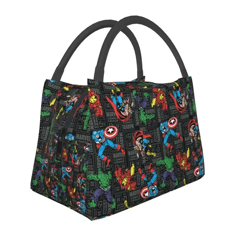 

Captain America Comics Insulated Lunch Bags for Work Office Superhero Resuable Thermal Cooler Bento Box Women