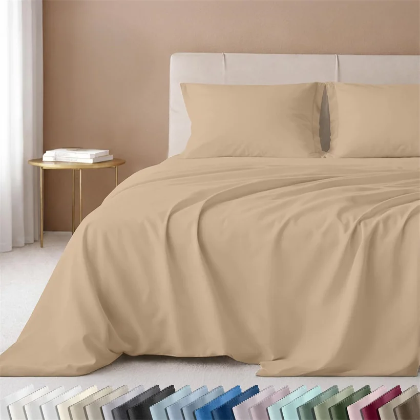 Soft Flat Bed Sheet Solid Color Home Bed Linen Sheet Skin-friendly Breathable 600 Thread Count Egyptian Cotton Sheet Bedsheet
