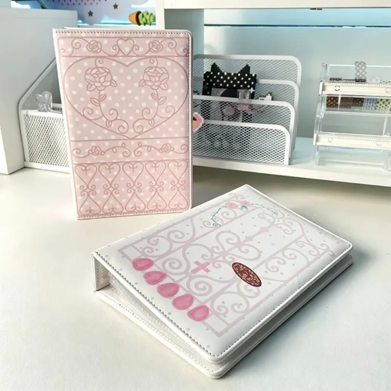 Rose Window Vintage PU Leather Photocard Binder 3‑Grid 3 Inch Kpop Idol Card Ticket Storage Album Collectible Gift