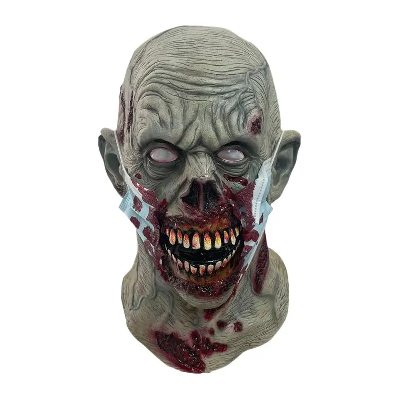 Halloween Zombie Headgear Latex Bloody Zombie Helmets Full Head Decor Terrible Party Cosplay Horror Mask Costume Accessories