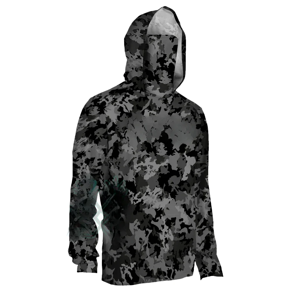 

Fishing Shirt Summer Performance Fishing Clothing Men's Long Sleeve Uv Protection Mask Fishing Hooded Shirts Upf 50+ T-shirt