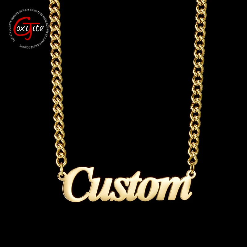 

Goxijite Stainless Steel Personalized Bold Name Collar Custom Italic Font Nameplate Necklace For Women Men Party Jewelry Gifts